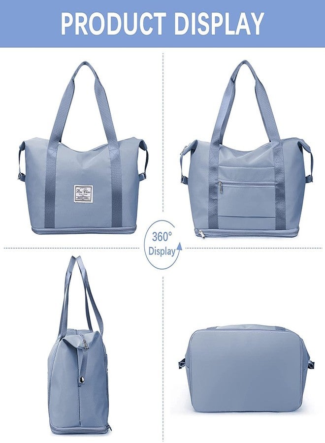 HIMART Folding Travel Bag with Luggage Shoulder Travel Duffle Bags Expandable Weekender Carry On Hand Travelling Bag for Women and Men. (Blue) - Image 5
